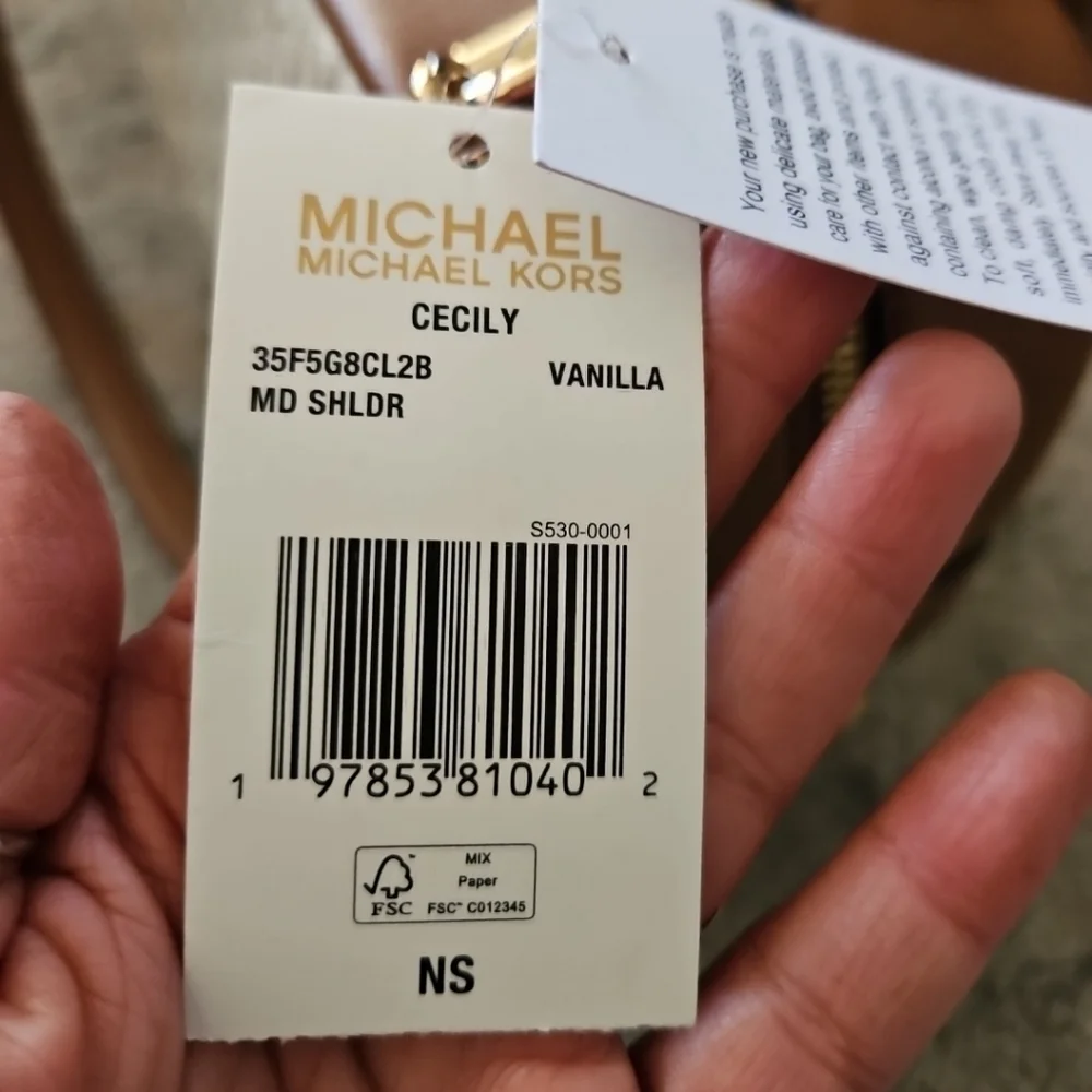 Michael Kors Cecily Medium Signature Logo Shoulder Bag In Vanilla